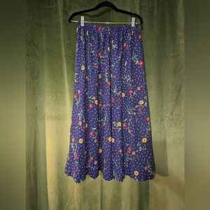 Vintage Floral Polkadot Maxi Skirt